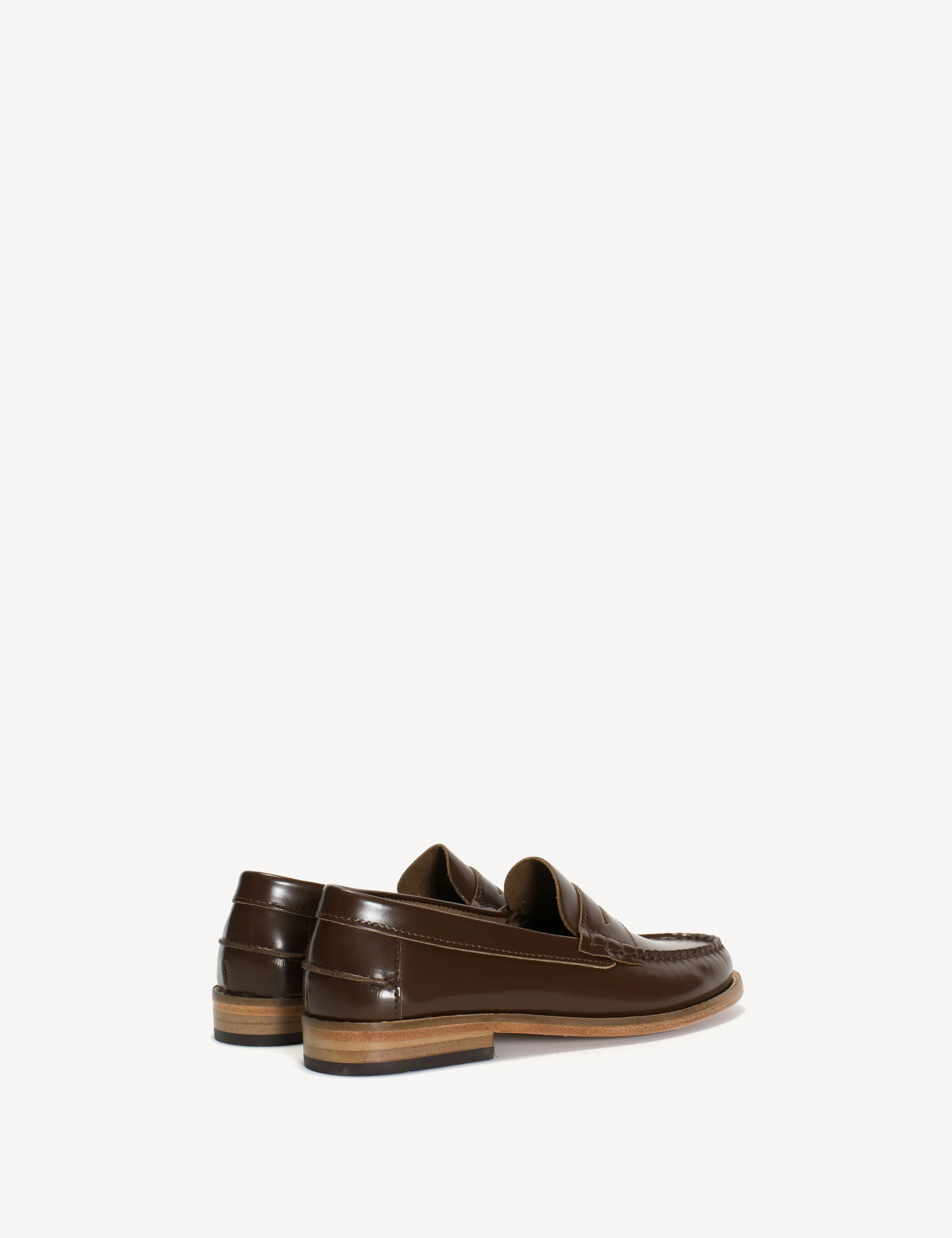 Moccasin Penny Loafer In Brown Polido Leather - Image 4