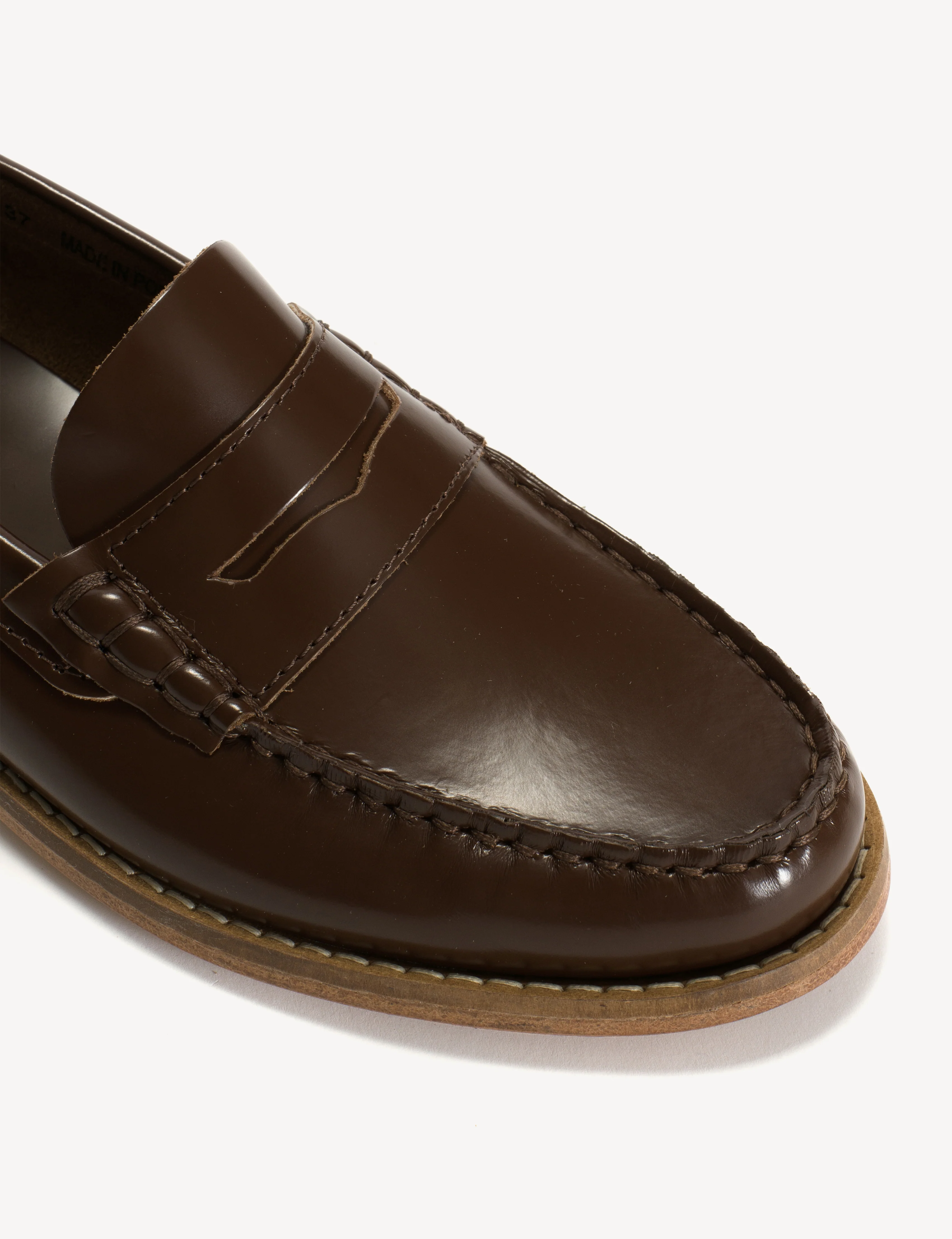 Moccasin Penny Loafer In Brown Polido Leather - Image 6