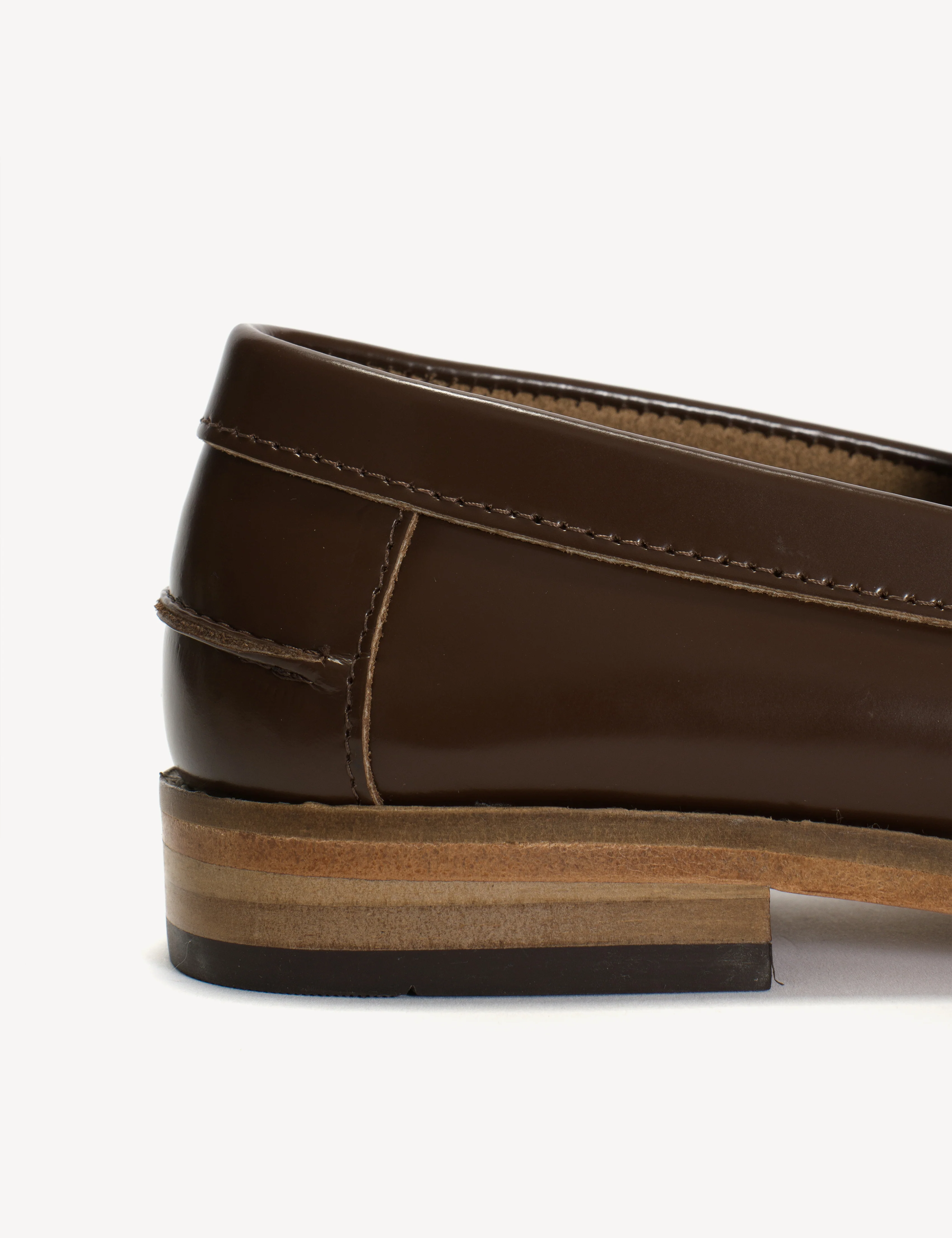 Moccasin Penny Loafer In Brown Polido Leather - Image 7