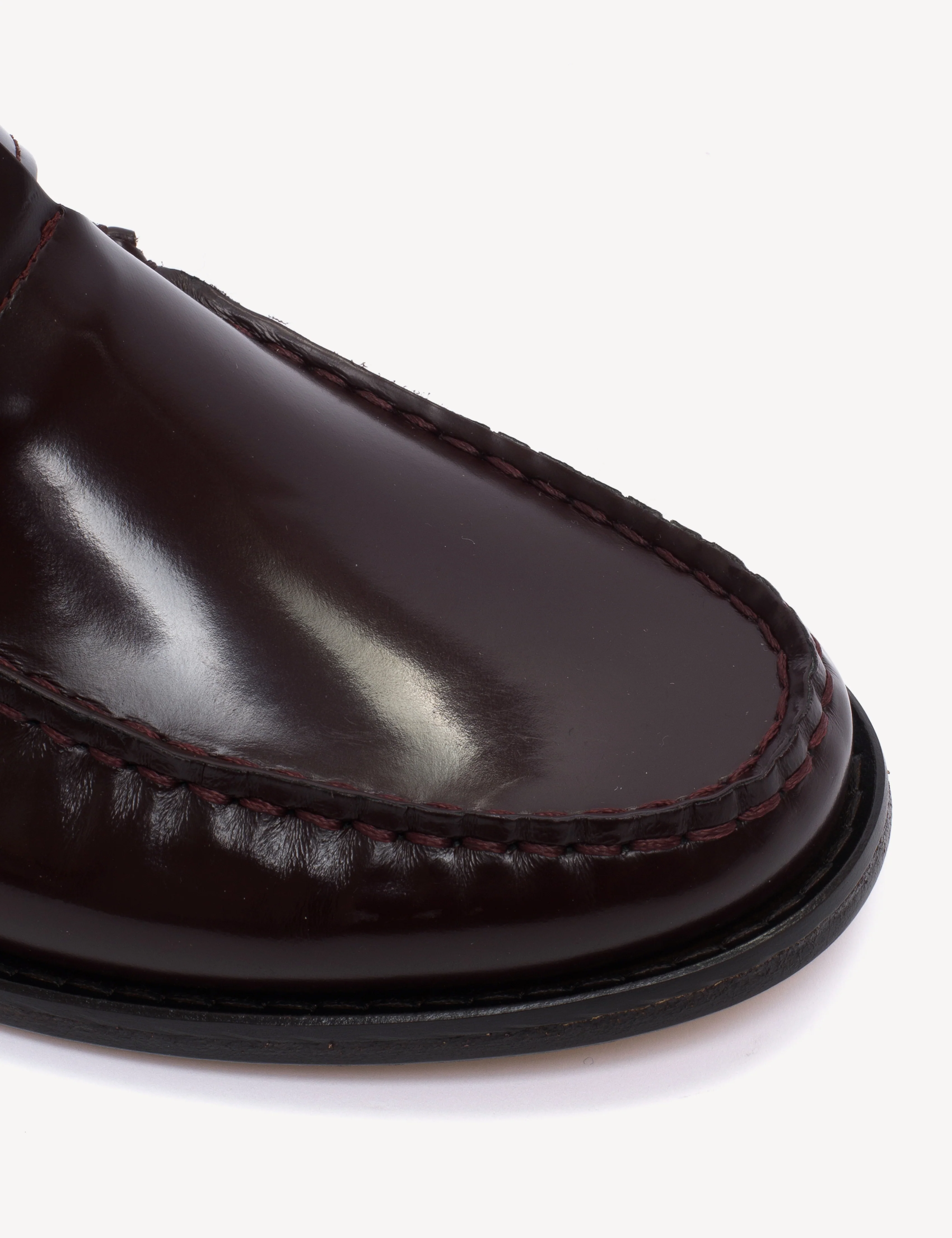 Moccasin T-Bar Loafer In Bordeaux Polido Leather - Image 8