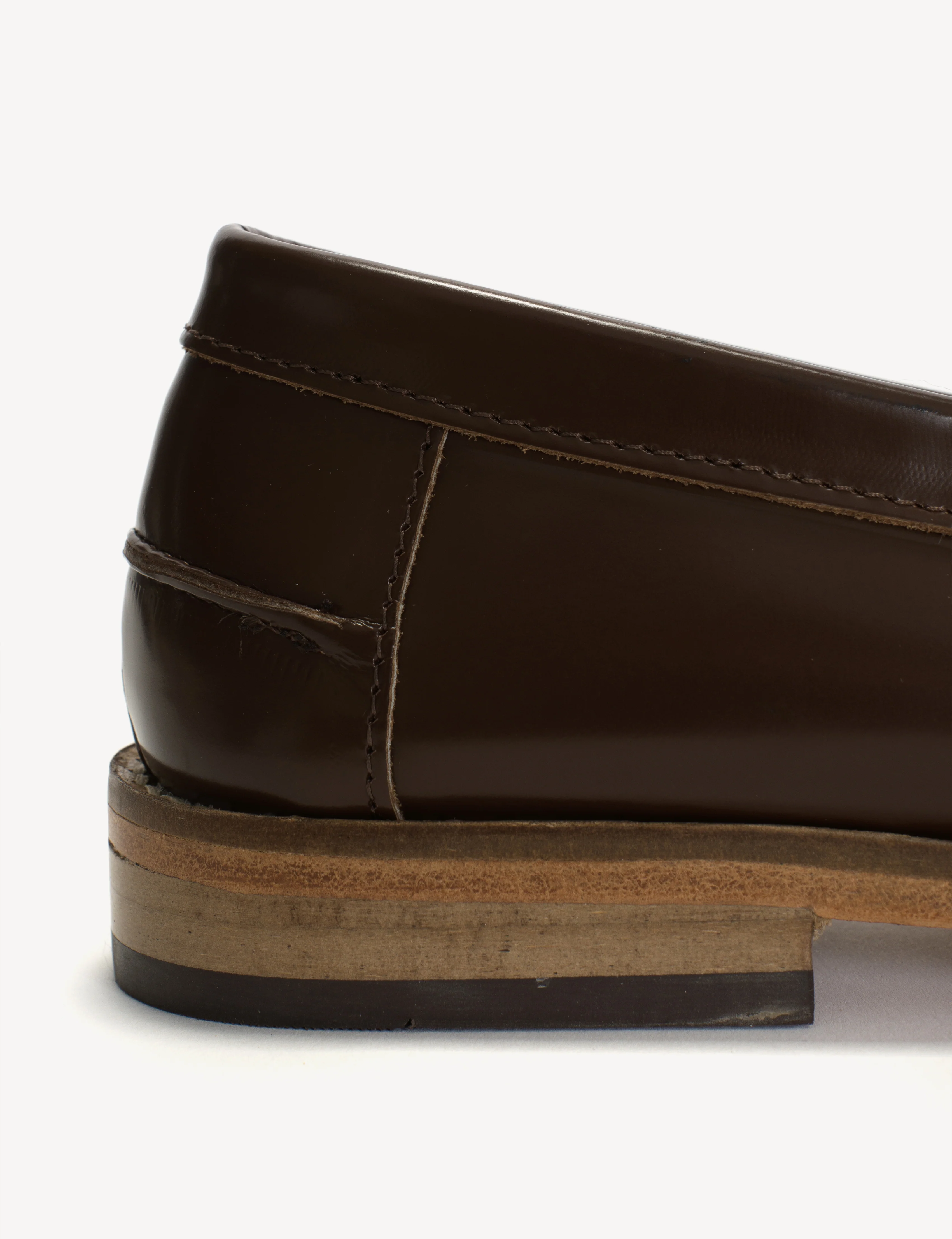 Moccasin T-Bar Loafer In Brown Polido Leather - Image 8