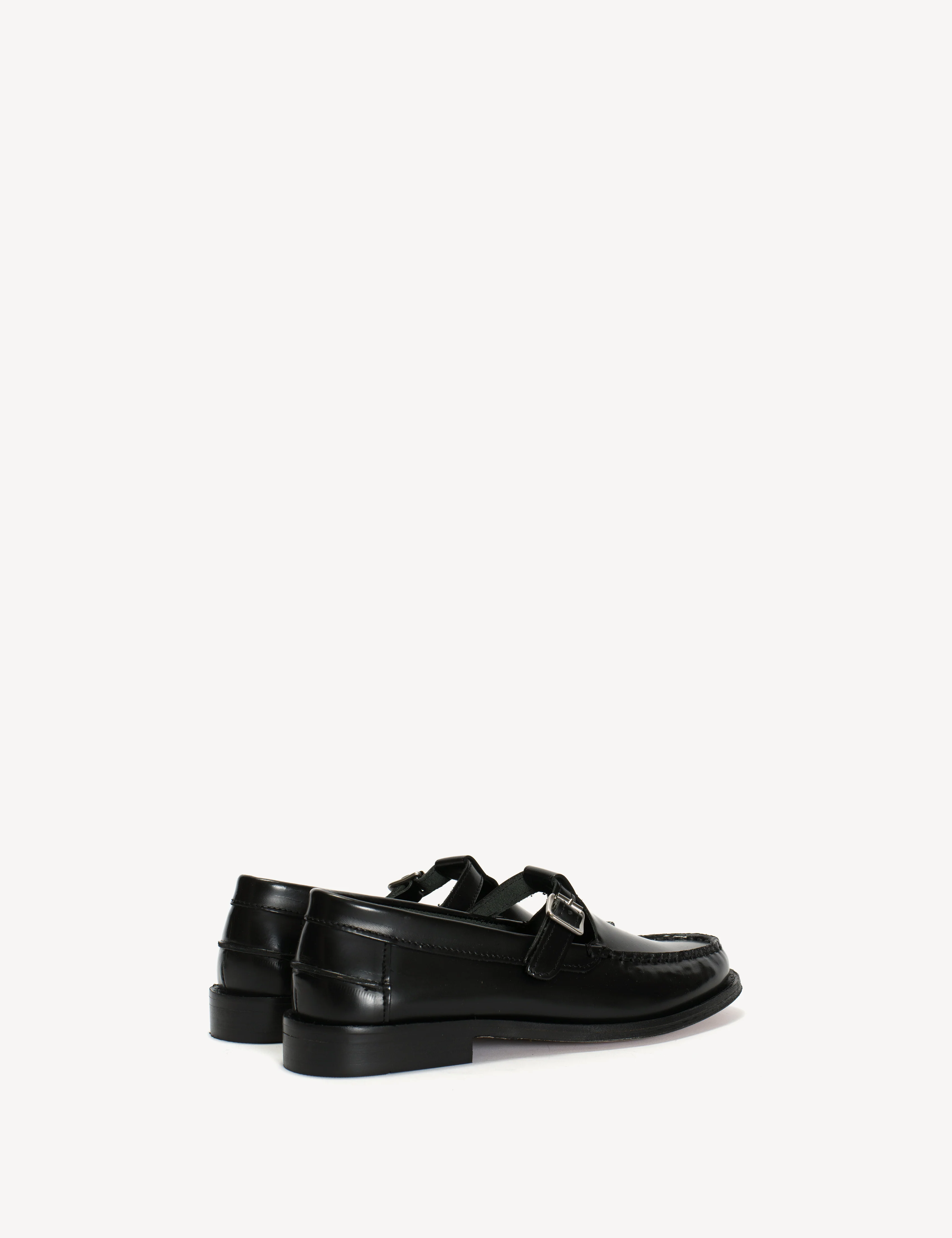 Moccasin T-Bar Loafer In Black Polido Leather - Image 4