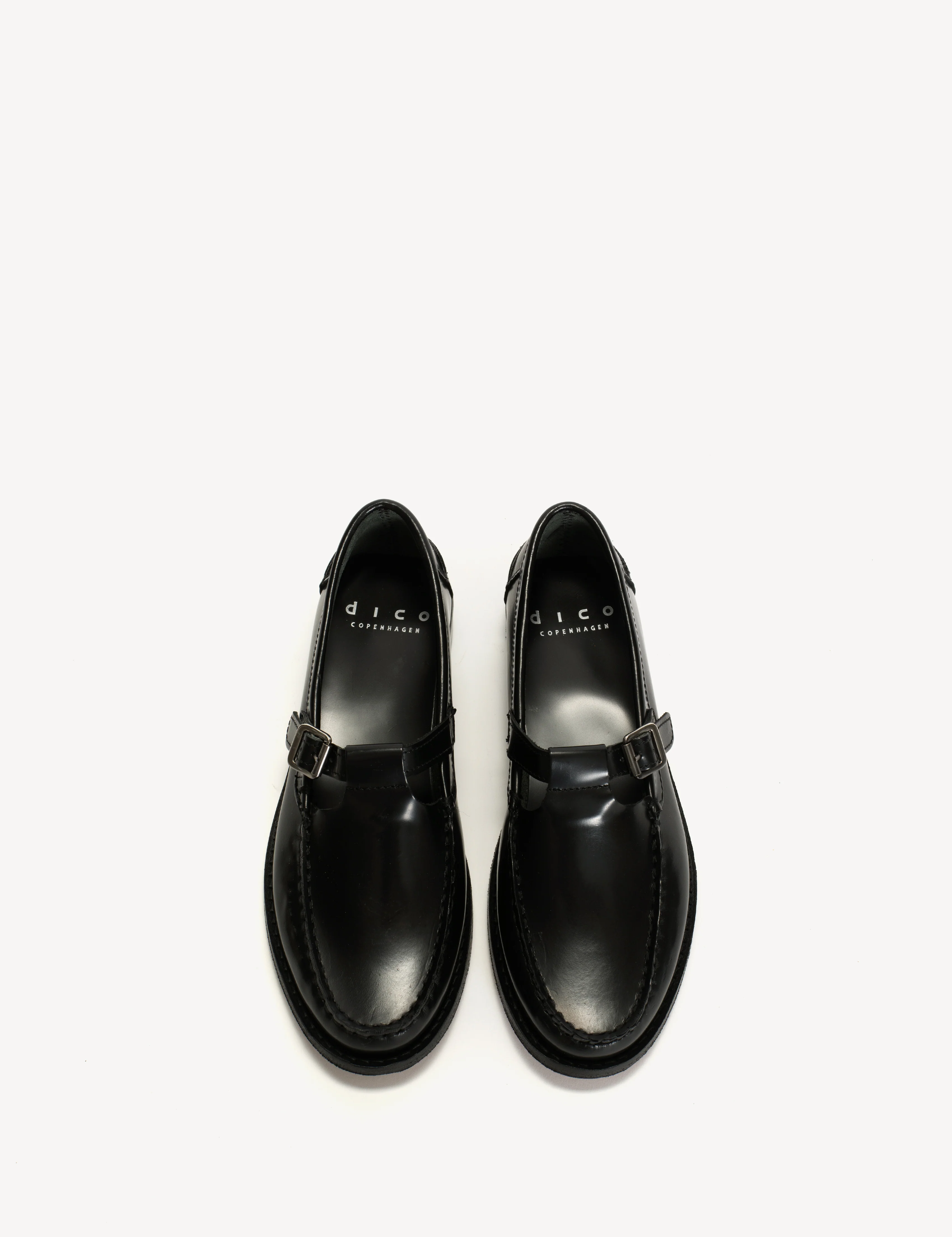 Moccasin T-Bar Loafer In Black Polido Leather - Image 5
