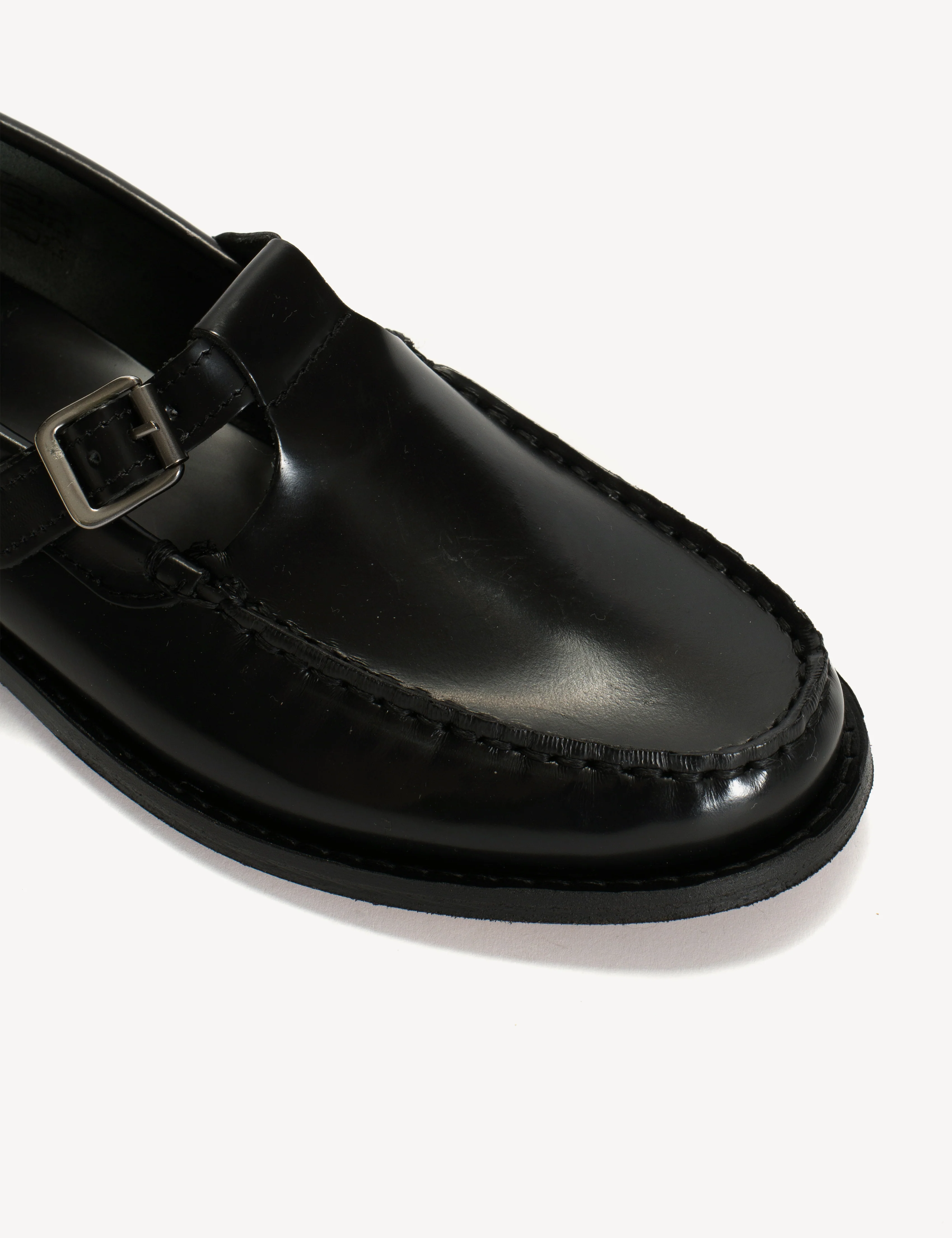 Moccasin T-Bar Loafer In Black Polido Leather - Image 6