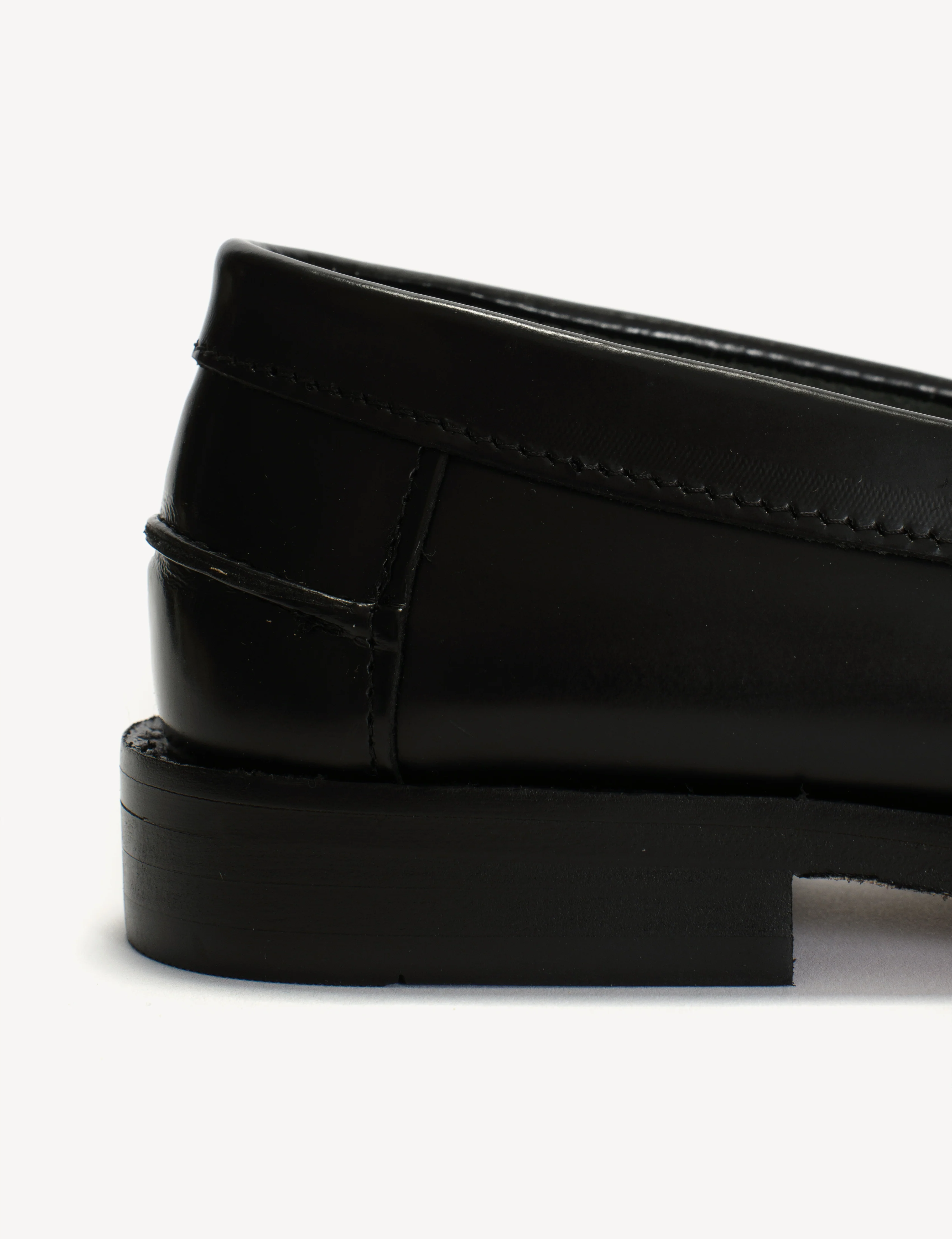Moccasin T-Bar Loafer In Black Polido Leather - Image 7